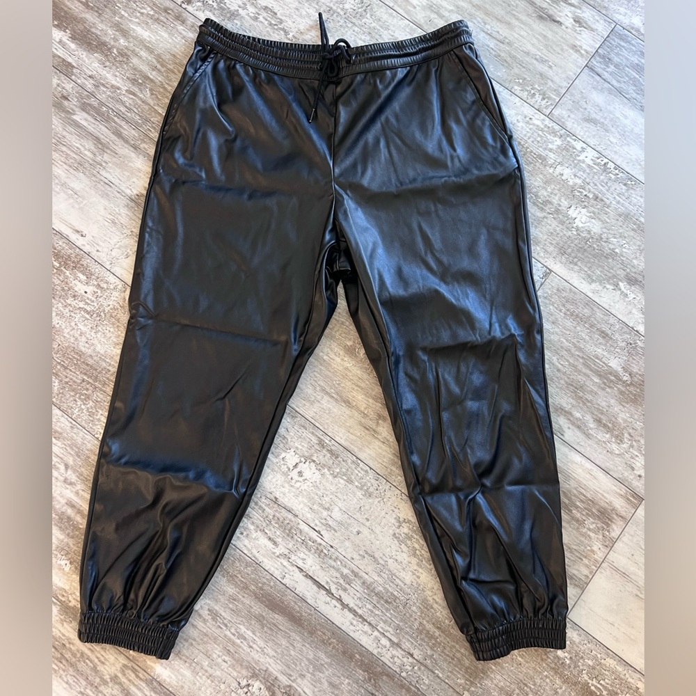 Faux leather joggers-XL-A New Day